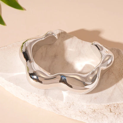 Chic Irregular Cuff Bracelets for Women in Glossy Gold and Silver - Fashion Statement Bangle Jewelry