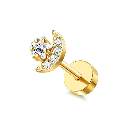 Drperfect Surgical Steel Butterfly Flower Cartilage Stud Earrings for Women with Screw-Back Design
