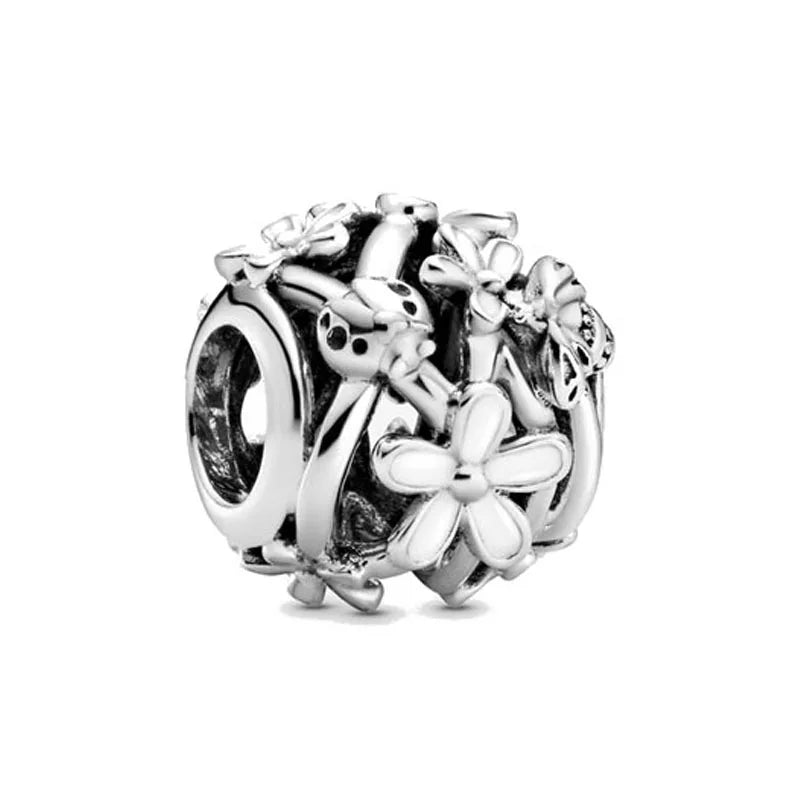 Exquisite 925 Silver Heart-Shaped Beads with Crystal Ball Pendant for DIY European Bracelets