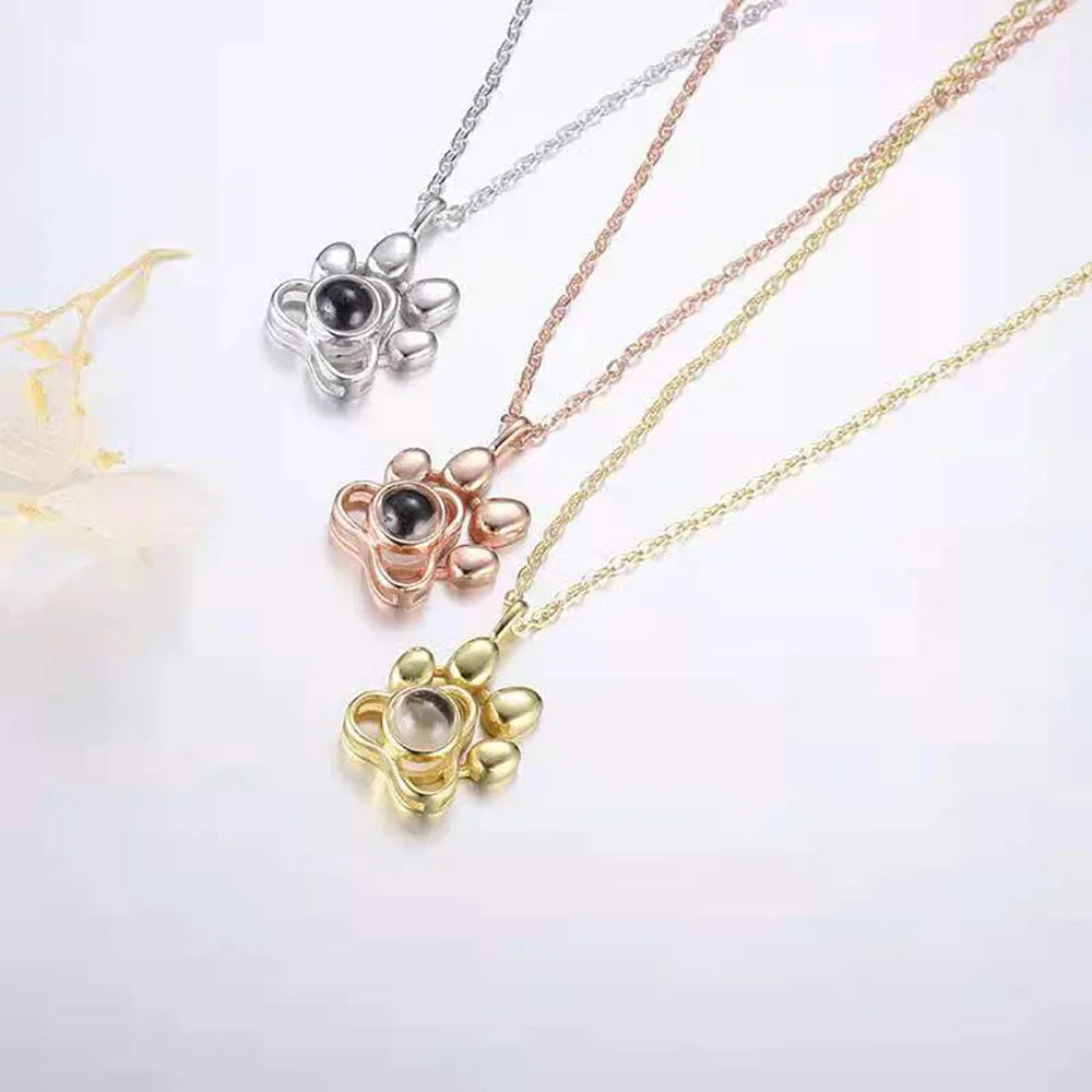 100 Languages I Love You Paw Print Projection Necklace for Women