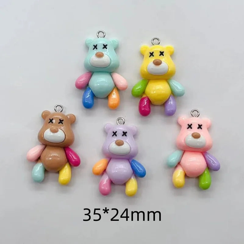 3D Resin Cartoon Bear Charms Set for DIY Jewelry Crafting