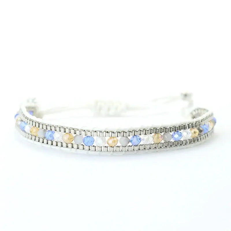 Bohemian Cord Chain Bracelet for Women - Beach Style Handmade Jewelry ChampagneWhite