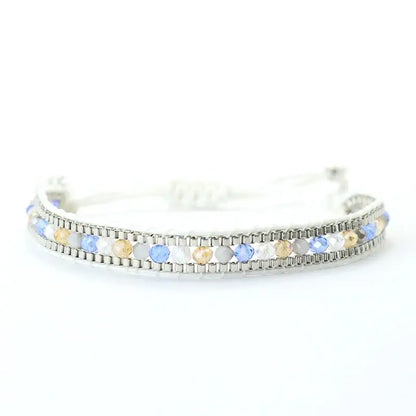 Bohemian Cord Chain Bracelet for Women - Beach Style Handmade Jewelry ChampagneWhite