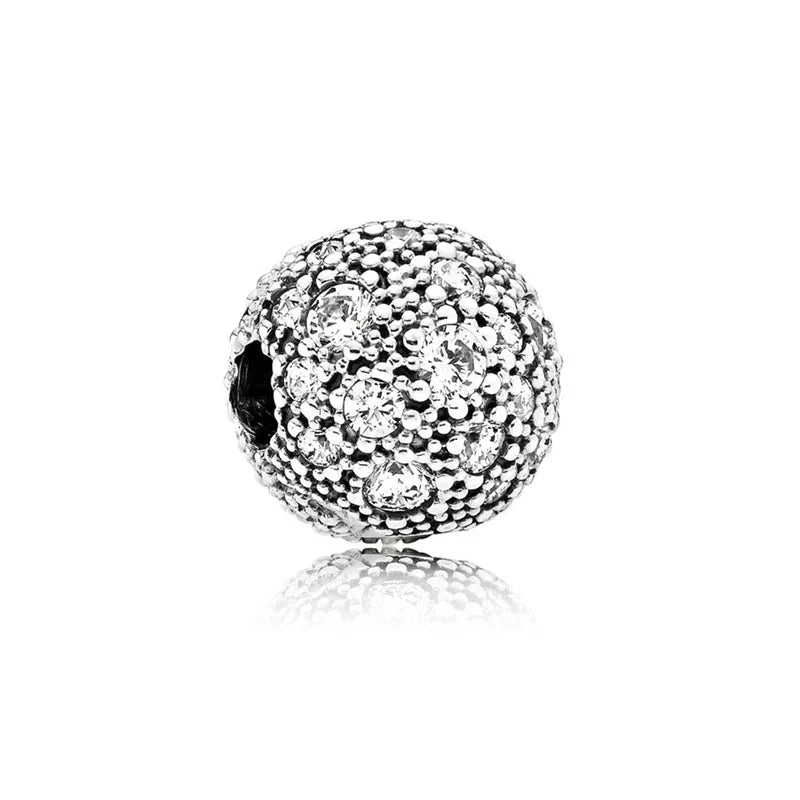 Exquisite 925 Silver Heart-Shaped Beads with Crystal Ball Pendant for DIY European Bracelets