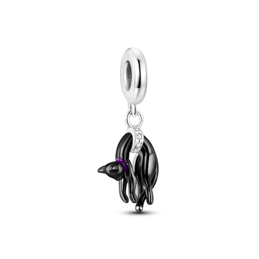 Sterling Silver Paw Print and Bone Charm Bead for Pet Bracelet Jewelry B5293