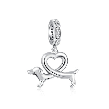 Sterling Silver Paw Print and Bone Charm Bead for Pet Bracelet Jewelry B5689