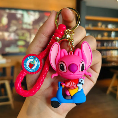Kawaii Anime Disney Keychain Set Featuring Mickey Mouse, Minnie, Lilo & Stitch
