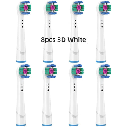 Toothbrush Replacement Heads Refill for Oral B Electric Toothbrush Pro1000 Pro 3000 Pro5000 Pro7000 Vitality Floss Action - 16 Pack 8 3D White