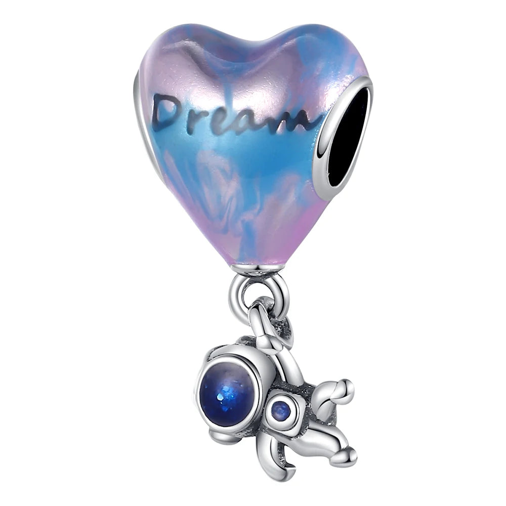 925 Sterling Silver Starry Sky Moon Earth Star Beads