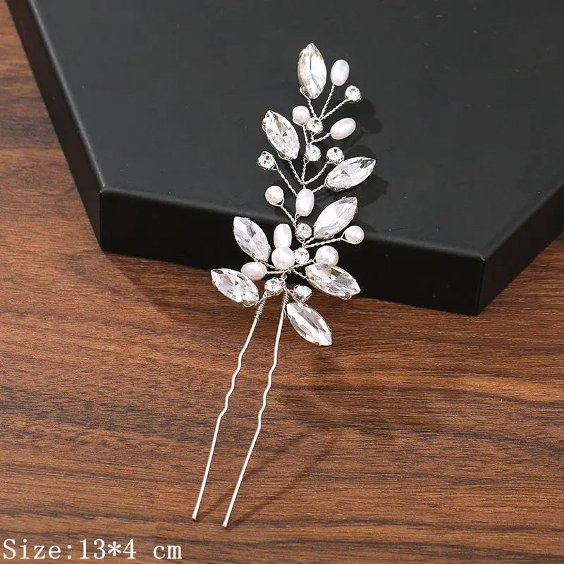 Elegant Pearl Rhinestone Flower Hair Pins for Women Wedding Accessories