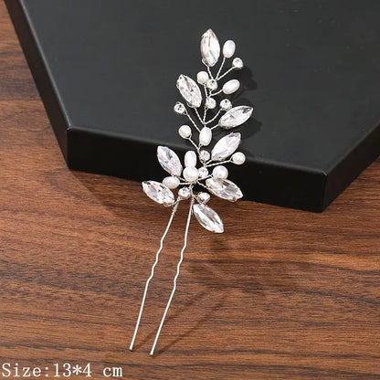 Elegant Pearl Rhinestone Flower Hair Pins for Women Wedding Accessories