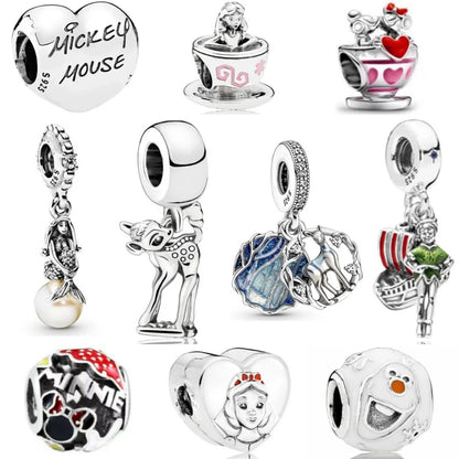 Exquisite 925 Silver Heart-Shaped Beads with Deer Pendant for European Bracelets DIY Jewelry