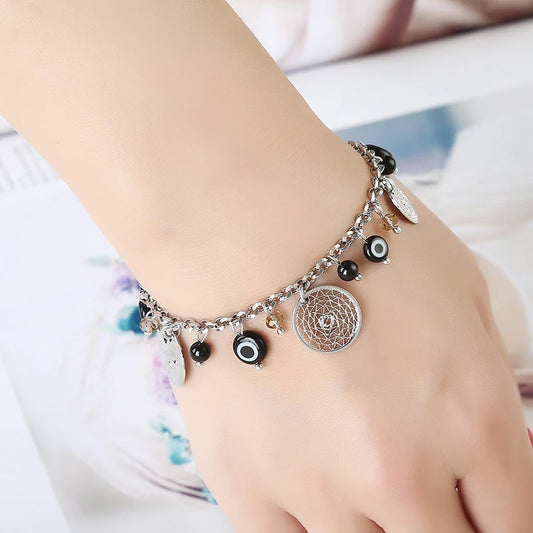 Handmade Indian Style Devil Eye Mesh Pendant Bracelet