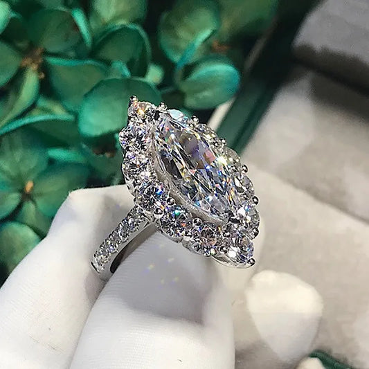 Fashion Anniversary Ring 925 Sterling Silver Moissanite Engagement Wedding Band for Women and Men