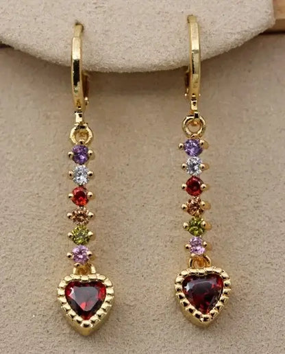 Classic Trend Earrings Gold Color Filled Zircon Dangle Jewelry C1035-1