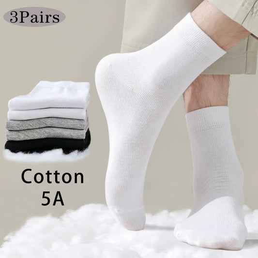 3 Pairs High Quality Mens Business Socks Breathable Cotton