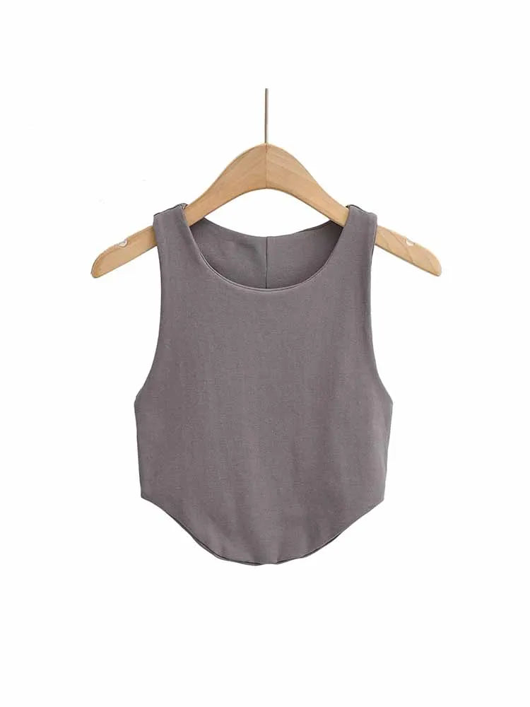 2024 Summer Womens Double Curve Backless Crop Tank Top
