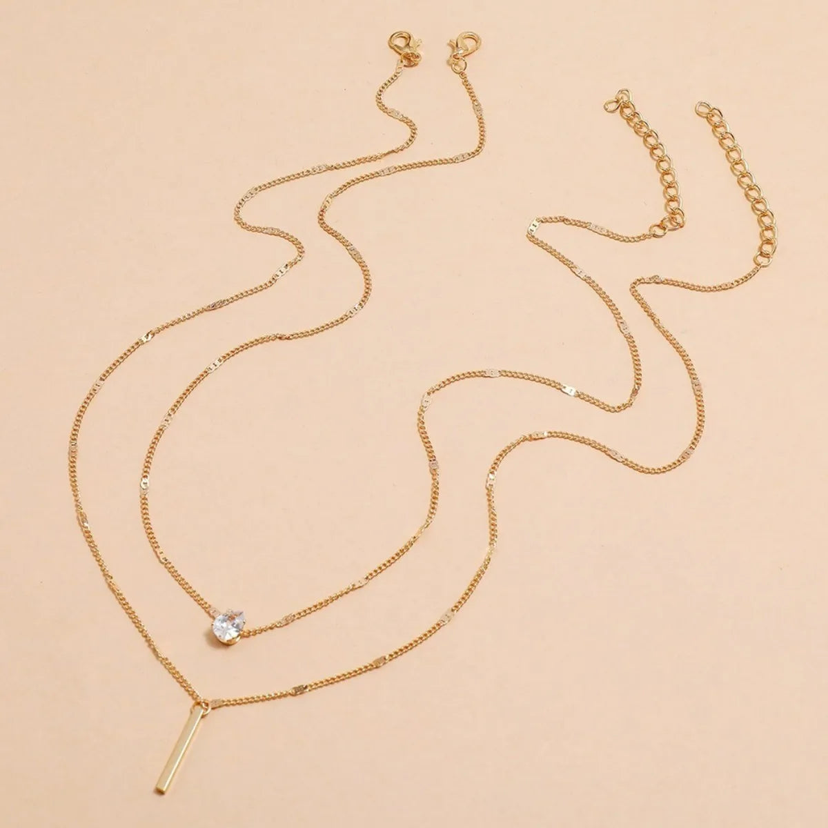 Multi-Layer Star and Heart Water Drop Pendant Necklace for Women - Alloy and Glass Design Golden