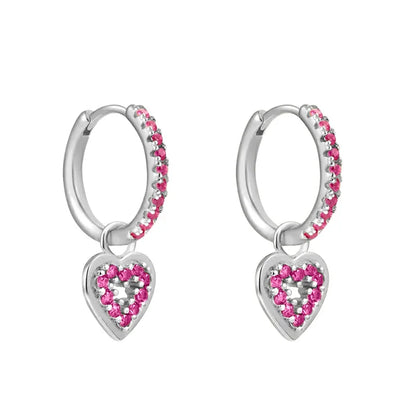 Colorful Crystal Heart Hoop Earrings for Women in Stainless Steel with 14k Gold Plating and Cubic Zirconia Luxury Jewelry