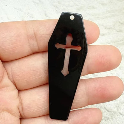 10pcs Halloween Coffin Cross Acrylic Charms DIY Pendants