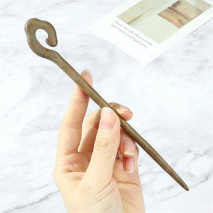 Elegant Green Sandalwood Chinese Vintage Hairpins Set for Women