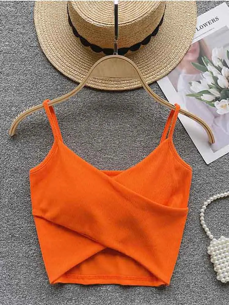 Lavender Camisole Tank Top Women Irregular Strap Chic Slim