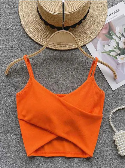 Lavender Camisole Tank Top Women Irregular Strap Chic Slim