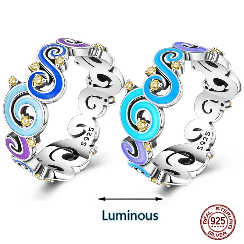 Hot Blue Zircon Ring for Women in 925 Sterling Silver Sparkling Star and Moon Design Wedding Jewelry LLTR152