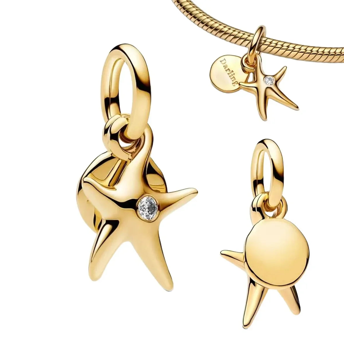 Sterling Silver 925 Skiing Penguin Charm with Geometric Snowflake Beads for Bracelets and Necklaces DIY Jewelry Gift