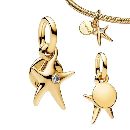 Sterling Silver 925 Skiing Penguin Charm with Geometric Snowflake Beads for Bracelets and Necklaces DIY Jewelry Gift