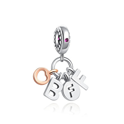 925 Sterling Silver DIY Mother's Day Mom Key Dangle Bead for Charm Bracelet Necklace Jewelry Accessories