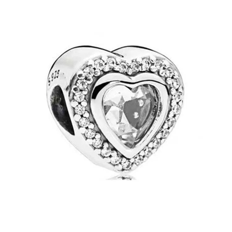 European Zircon Charm Beads 925 Silver Pendant Necklace for Women Gift P1096