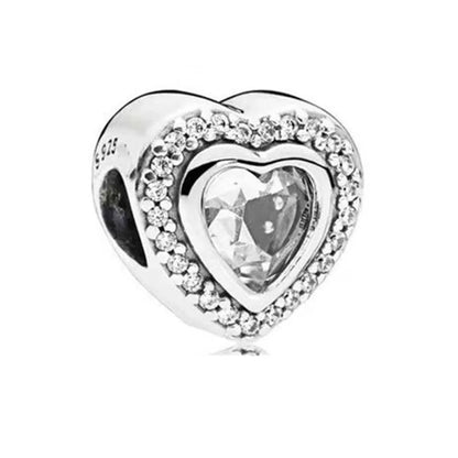 European Zircon Charm Beads 925 Silver Pendant Necklace for Women Gift P1096