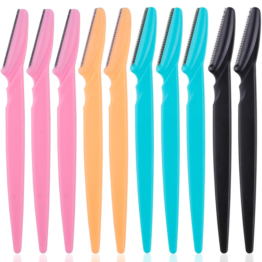 Portable 3/4/10Pcs Eyebrow Trimmer Face Blade Shaver Tools 10pcs Mix