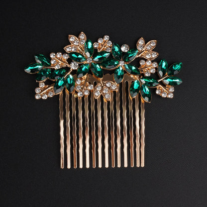Elegant Bridal Silver Blue Rhinestone Flower Leaf Hair Comb for Weddings and Special Occasions