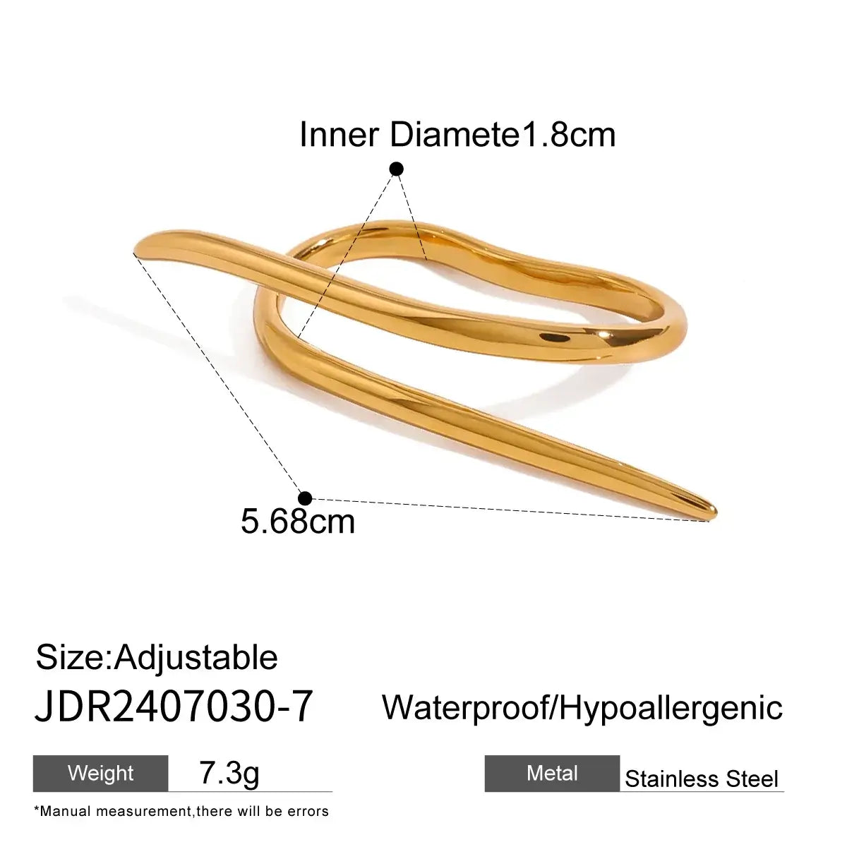 Youthway Minimalist Geometric Double Finger Ring Set 18K Gold Plated JDR2407030 7