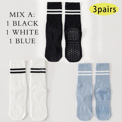 3 Pairs Women's Non Slip Yoga Socks Breathable Cotton