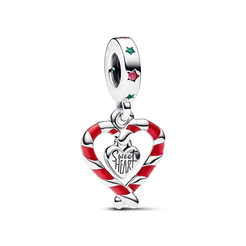 DIY Christmas Charm Bracelet with Santa Reindeer Snowman Tree Train Beads in Silver 925 YY1792