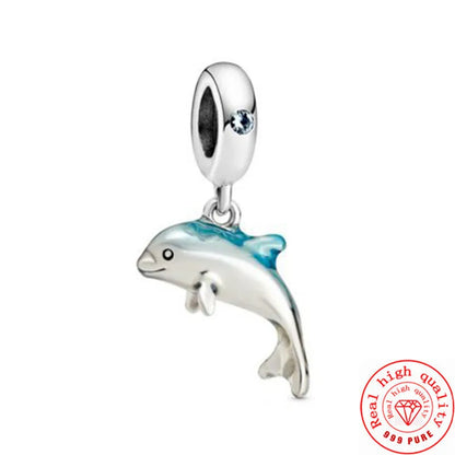 Cute Animal Family Charm Beads for DIY Silver Bracelet Jewelry Making Y359