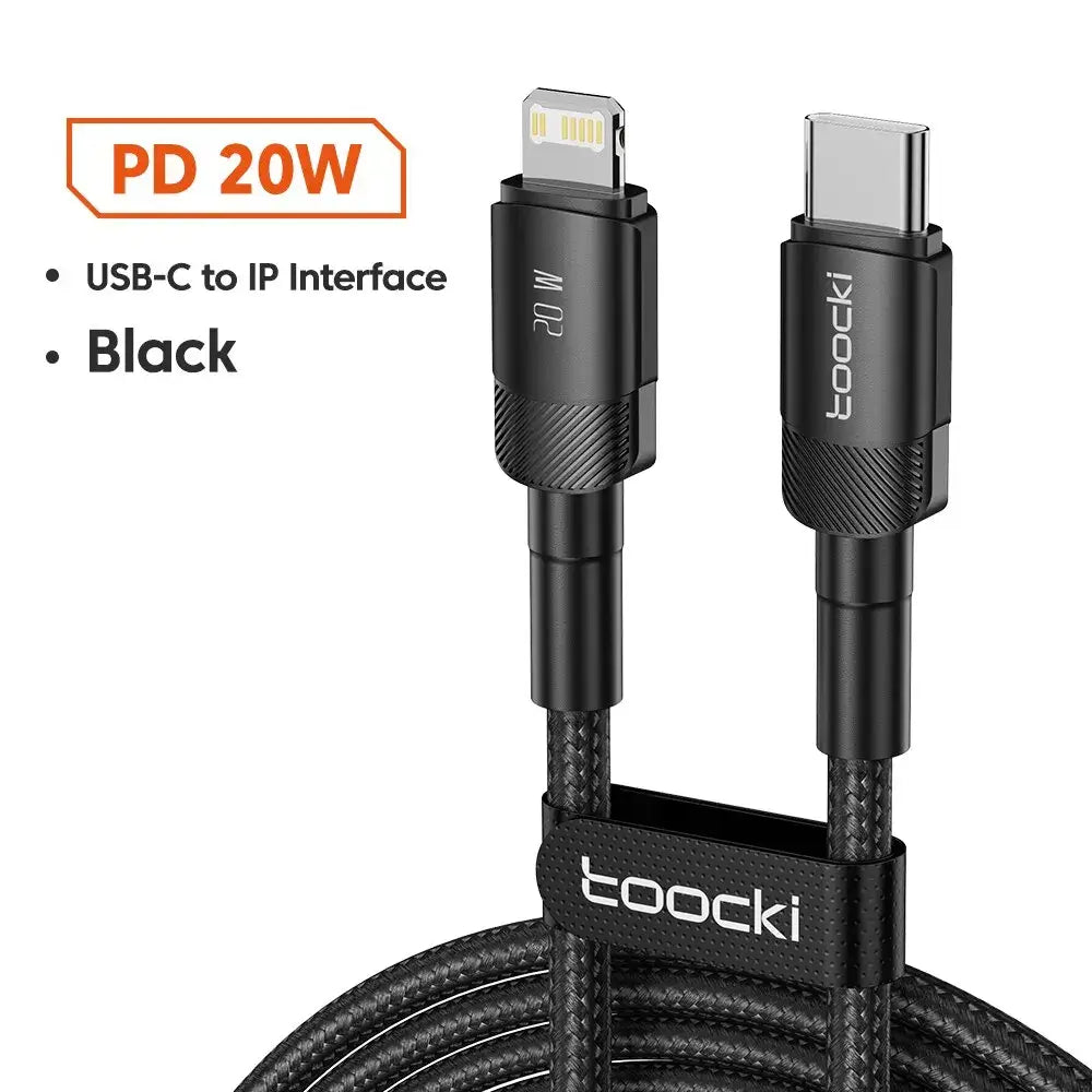 Toocki USB Type C Cable Fast Charging USB C Charger Cord 1m 2m USB A to C Black