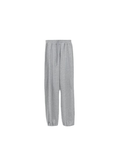 Korean White Blue High Waist Loose Drawstring Harem Pants