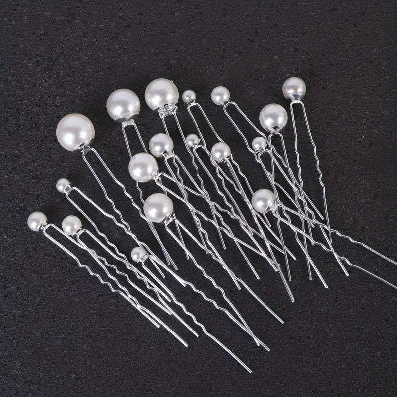 Elegant Pearl Hair Pins Set for Brides - 18 Pcs Bridal Hair Accessories with Fashionable Plant Design