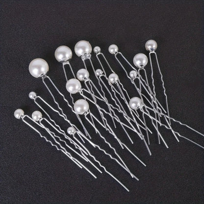 Elegant Pearl Hair Pins Set for Brides - 18 Pcs Bridal Hair Accessories with Fashionable Plant Design