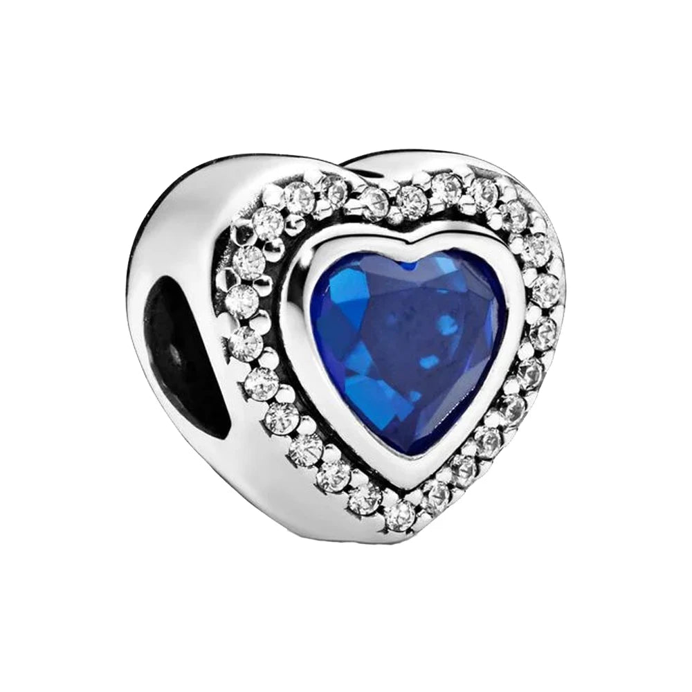 925 Sterling Silver Zirconia Heart Gold Silver Charm