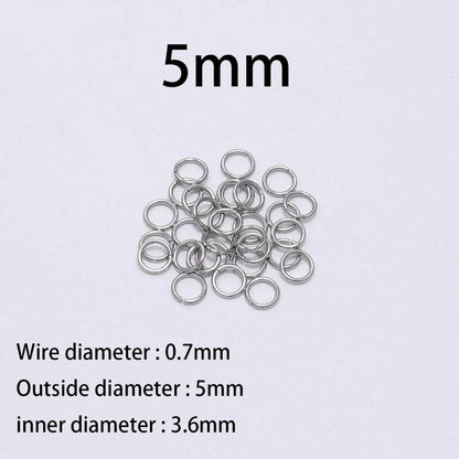Stainless Steel Jump Rings Open Loops for DIY Jewelry Making 30 to 200 Pieces 0.7 x 5mm 200pcs