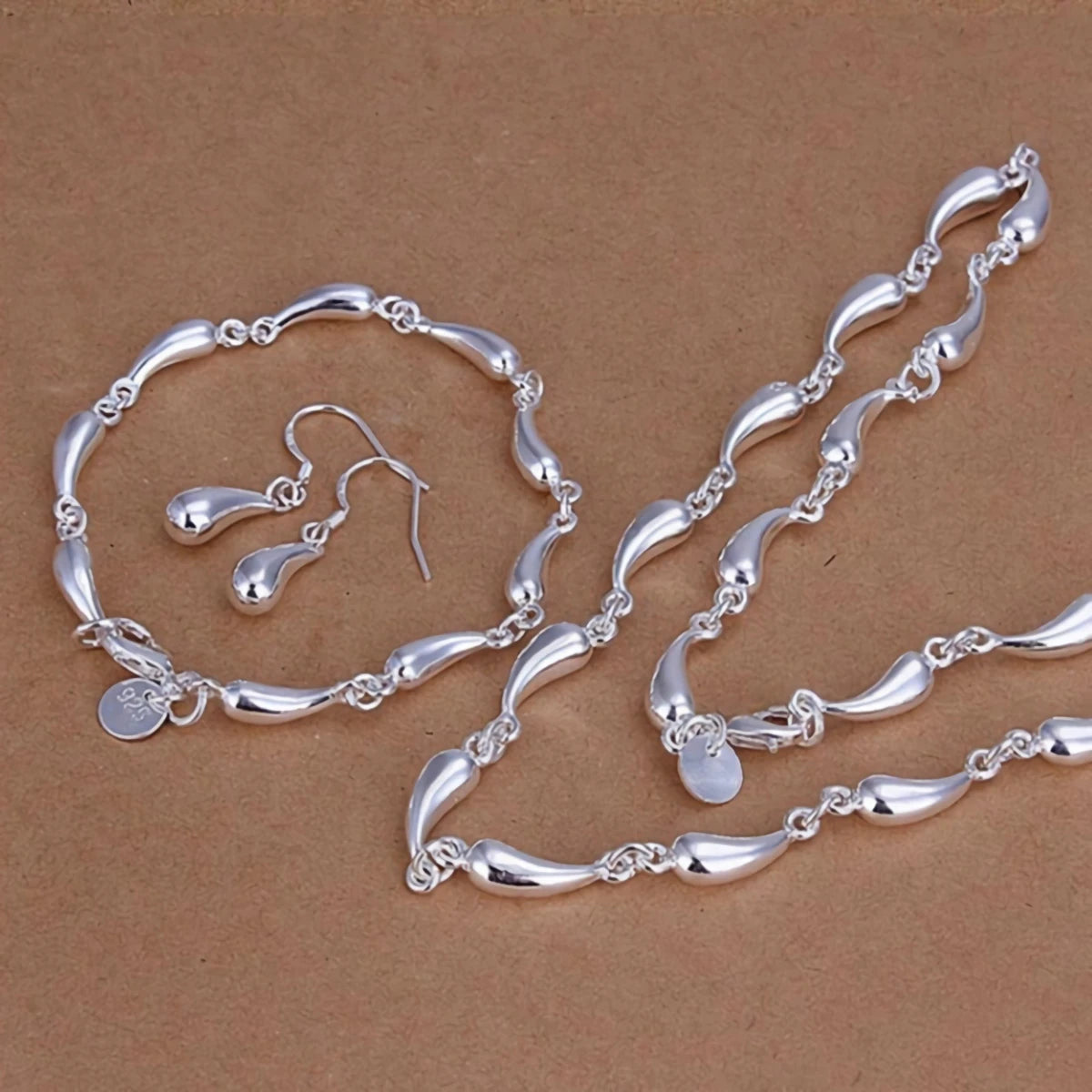 Elegant 925 Sterling Silver Water Drop Jewelry Set for Women Fashion Wedding Party Gifts