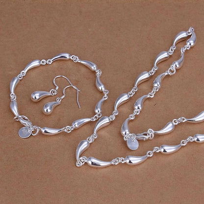 Elegant 925 Sterling Silver Water Drop Jewelry Set for Women Fashion Wedding Party Gifts