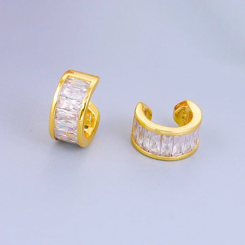 Crmya Gold-Color Cubic Zirconia Hoop Earrings Set for Women Fashion Jewelry 2023