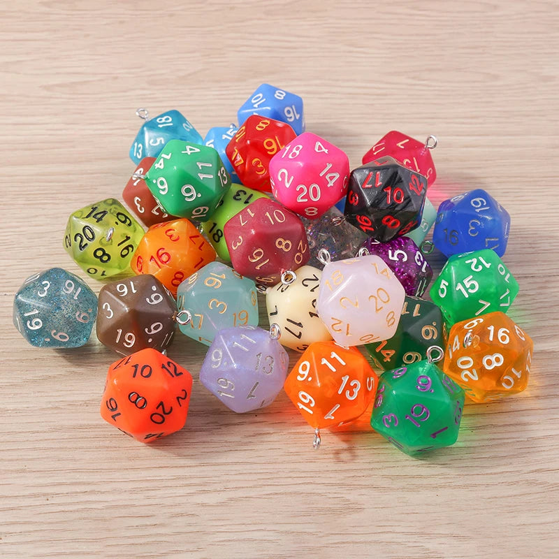 Vibrant 3D Dice Charms Set for DIY Jewelry Making and Creative Accessories