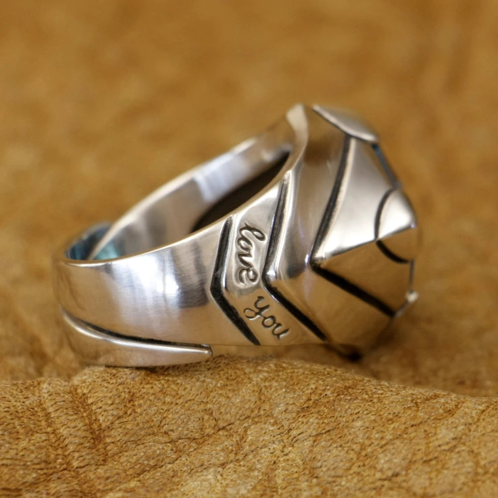 Elegant Blue Zircon Heart Ring in 925 Sterling Silver for Unisex